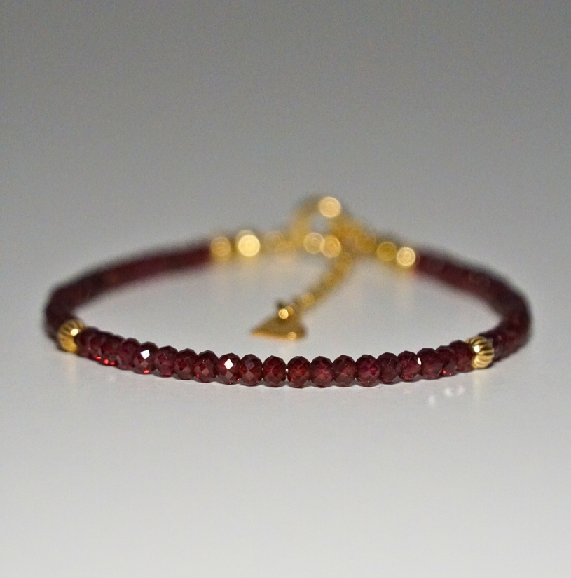 Bransoletka Oponka Granat 3x2mm - obrazek 2