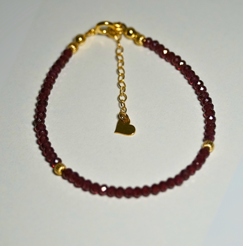 Bransoletka Oponka Granat 3x2mm - obrazek 4