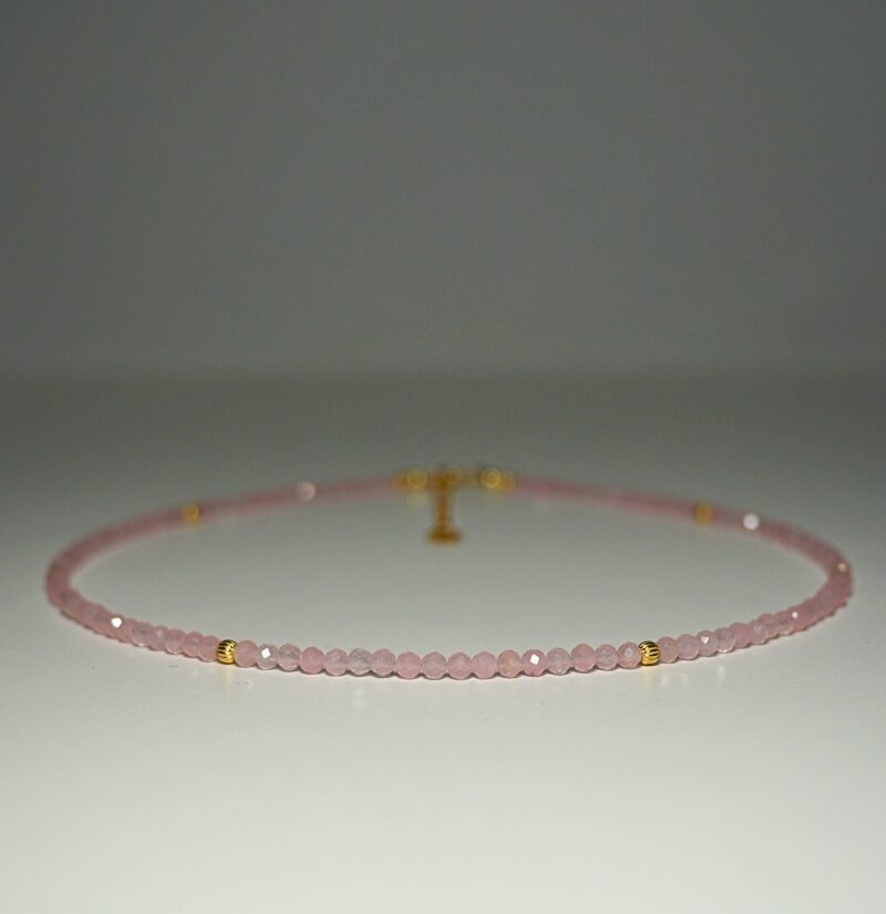 Naszyjnik Szczęścia Kwarc Różowy 3mm