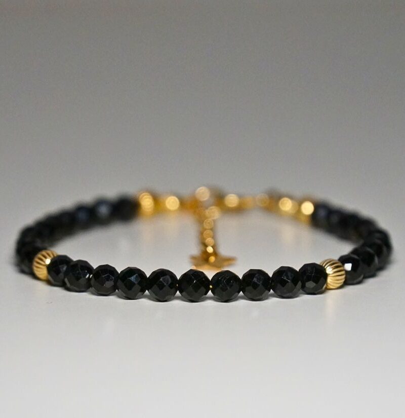 !Nowość Bransoletka Gwiezdna Czarny Turmalin 4mm